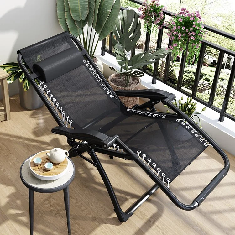 Chaise de camping de jardin extérieur en métal avec accoudoir et porte-gobelet