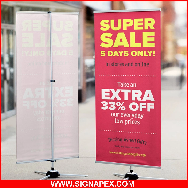 Retractable Wide Base Aluminum Display Roll up Banner Stand for Advertisement with Clips