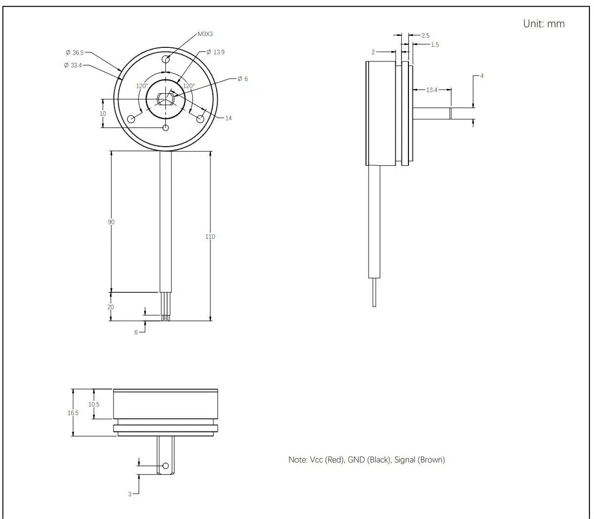 35mm Flanged Mounting Hall Angle Medical Sensor