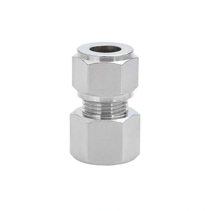 Pneumatic SS316L AISI316 Female Straight Nut Silvering Double Ferrule Tube Fittings