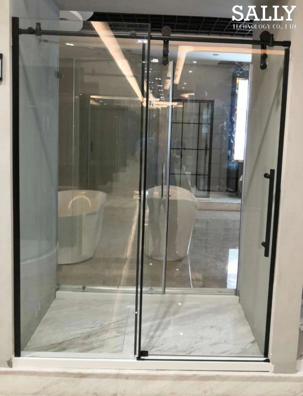 Rolos visíveis do banheiro portas 60X76inch porta de chuveiro único deslizante sem moldura