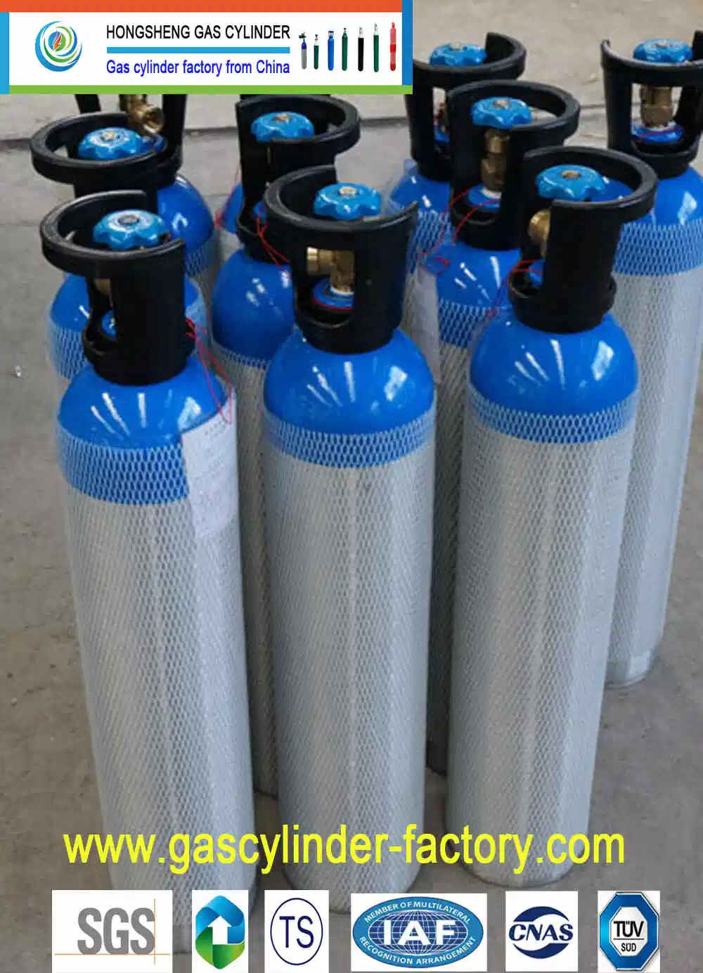 GB ISO Tped Lb Gas Bottle Portable Aluminum Oxygen Gas Tank PED 2L-4L-10L-12L-20L-50L Aluminium CO2 Cylinder