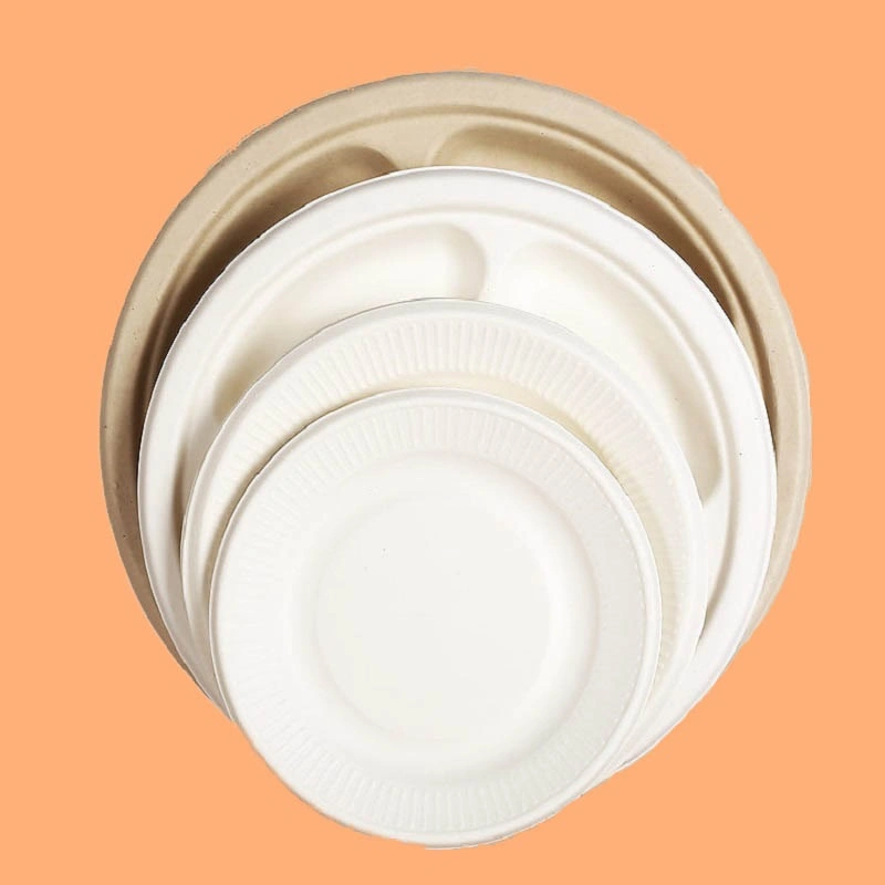 Biodegradable Degradable Disposable Compostable Eco Friendly Sugarcane Bagasse Dinner Plate Cake Plate