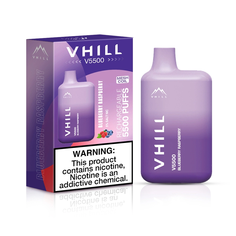 Envío gratuito original Vhill V5500puffs 15ml Cigarrillos electrónicos desechables Vape Pen Mesh Coil Tipo-C Cargable Sistema de control de flujo de aire Ecigs Kit de vapor