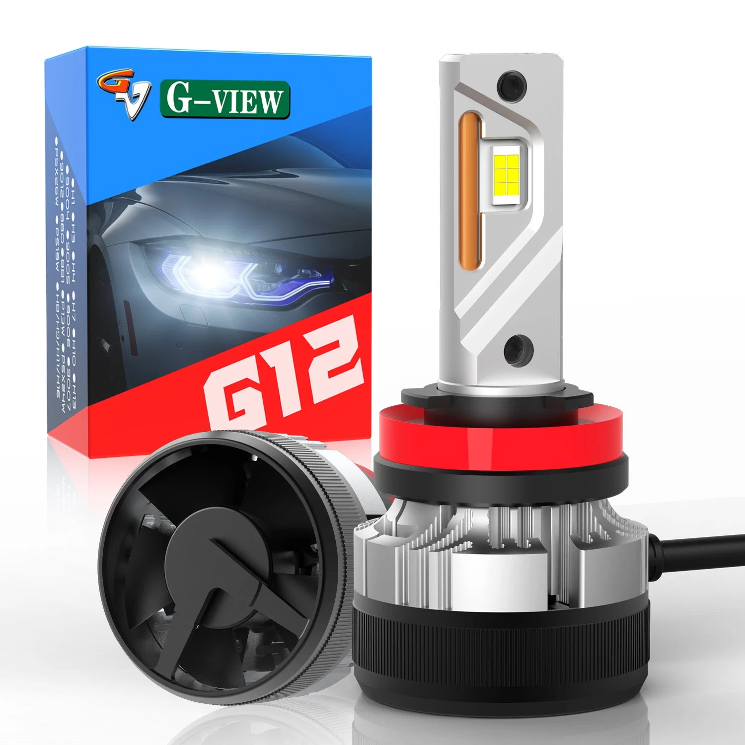 GVIEW OEM SÉRIE H11 H7 9006 9004 PSX24W P13W G12 Ampoule DE phare À LED H7 H8 H11 H4 9005 éclairage automatique Système