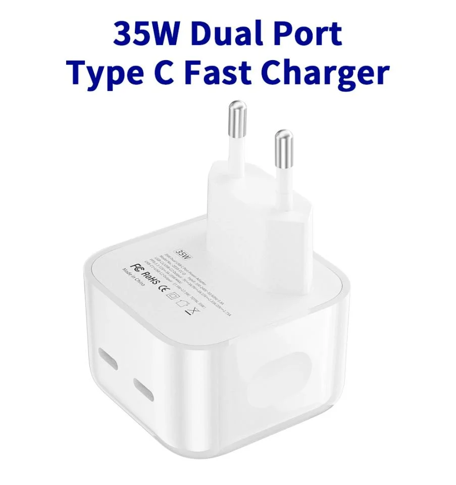 1: 1 Original Handy Schnellladegerät EU-Stecker Dual USB-C-Port 35W Netzteil für Telefon