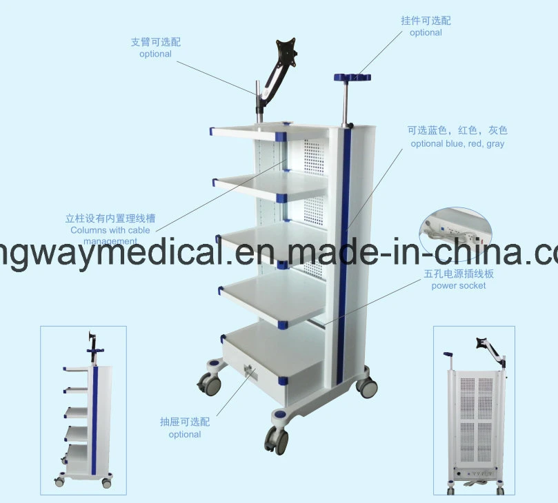 Medical Computer Endoscopy Carts Endoscope Trolley Hospital Furniture