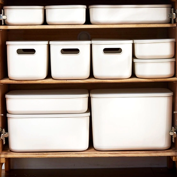 Kitchenware Storage Basket with Lid Pantry Bathroom Organization Tubs Containers