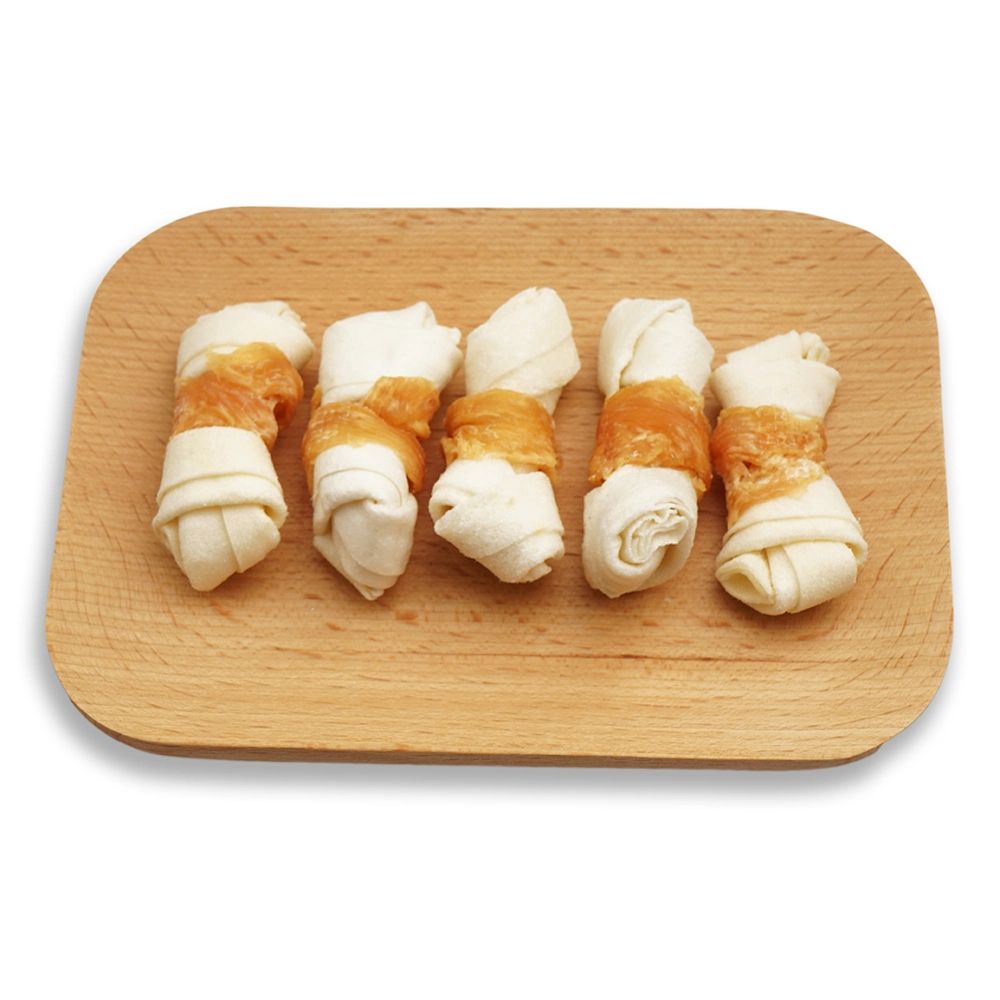 Chicken Wrapped Knotted Bones Training Treats Rawhide Dog Dental Snacks Pet Food