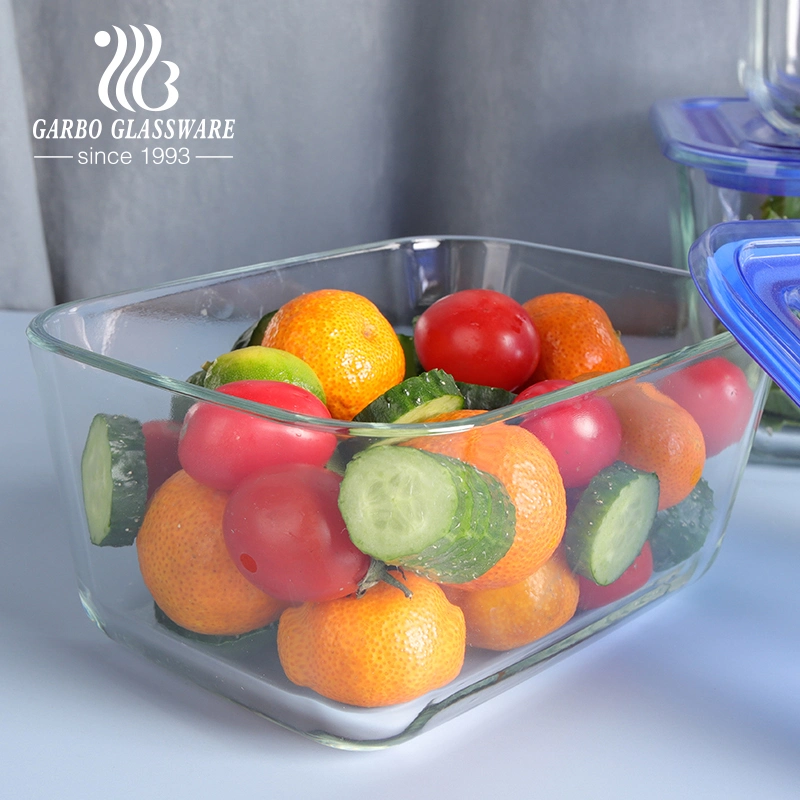 Sellado a prueba de agua recipiente de vidrio de borosilicato resistente al calor Box Lunch microondas de vidrio de seguridad