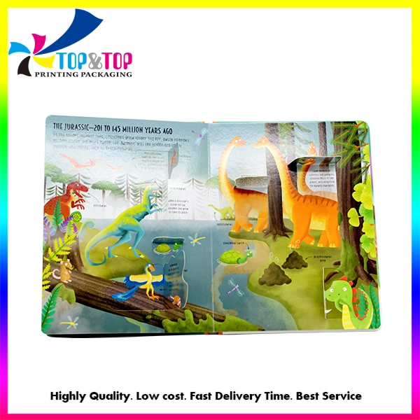 Custom Kids Cartoon Dinosaur Flip Book Flap Board Book Printing