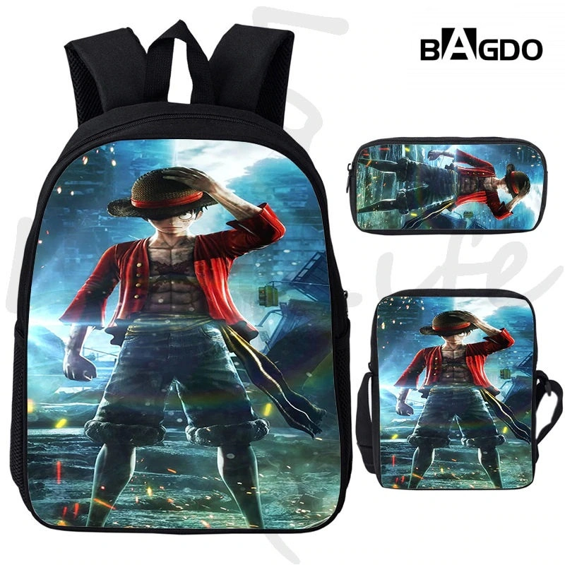 Conjunto de 3 mochilas escolares con personajes de dibujos animados lindos impresos en 3D