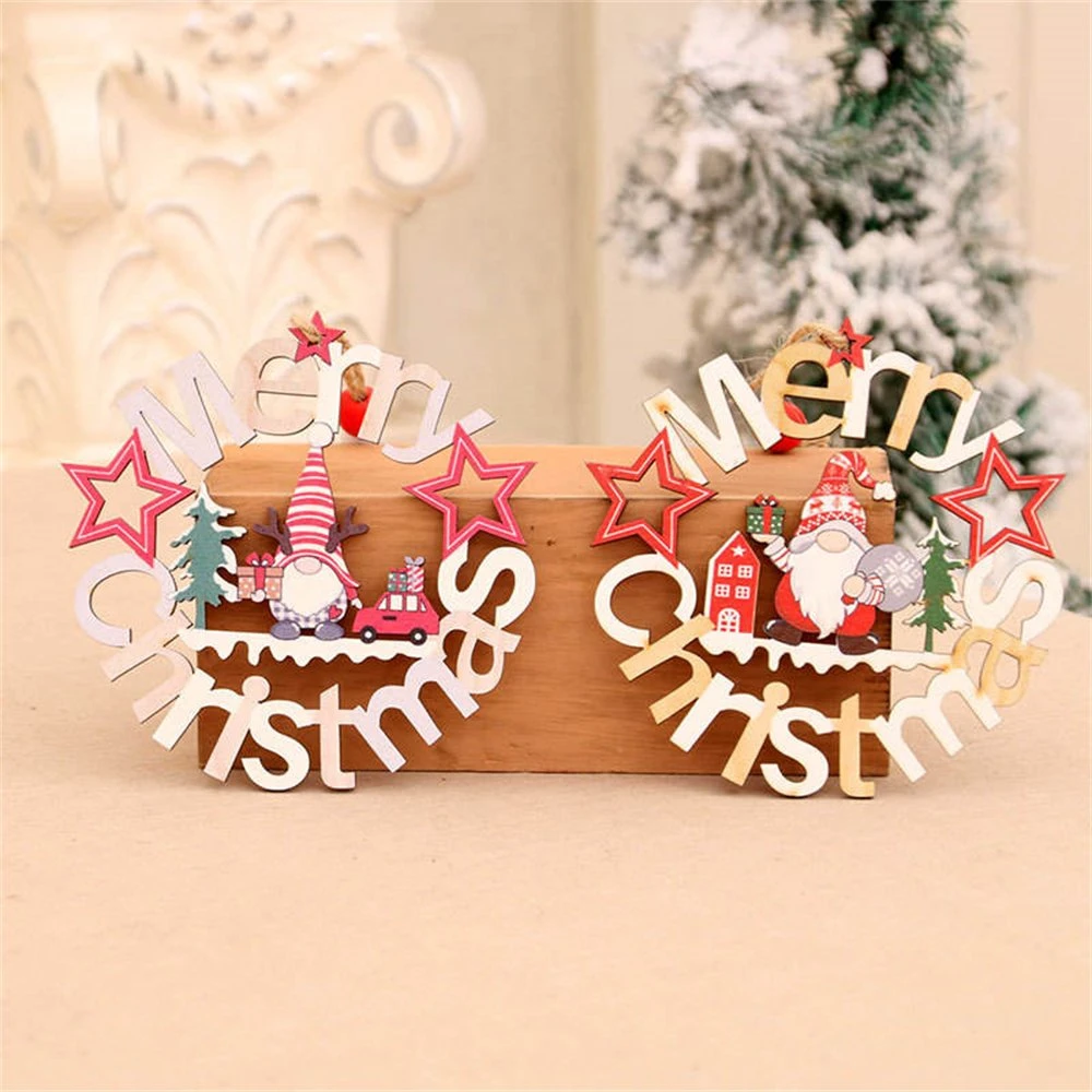 Christmas Hanging Decorations Wooden Christmas Tree Ornament Holiday Gift Home Party Supplies