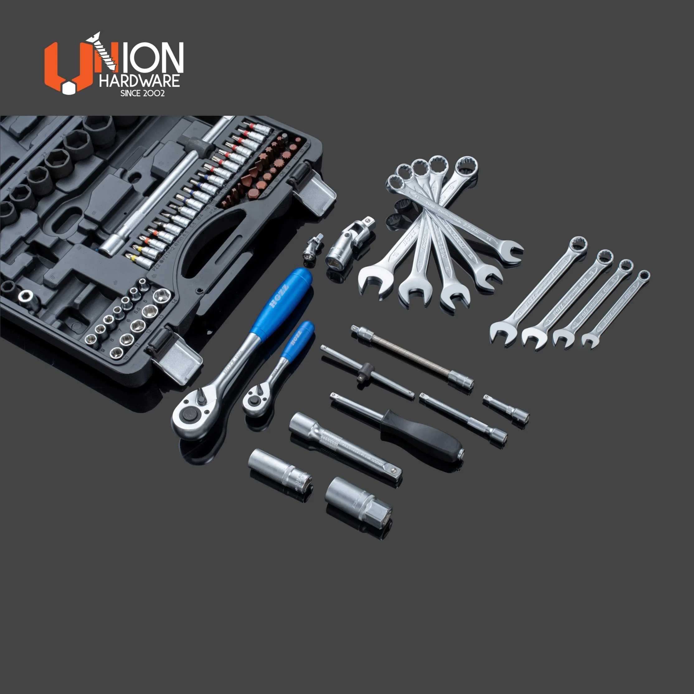 108+6 PCS 1/4" 1/2" Dr. Socket Ratchet Kit Tool Set