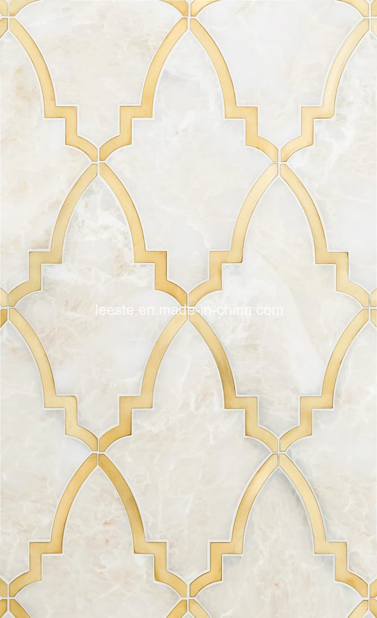 Colorful Design Polished Marble Waterjet Cutting Mosaic Pattern Tile for Floor/Hotel