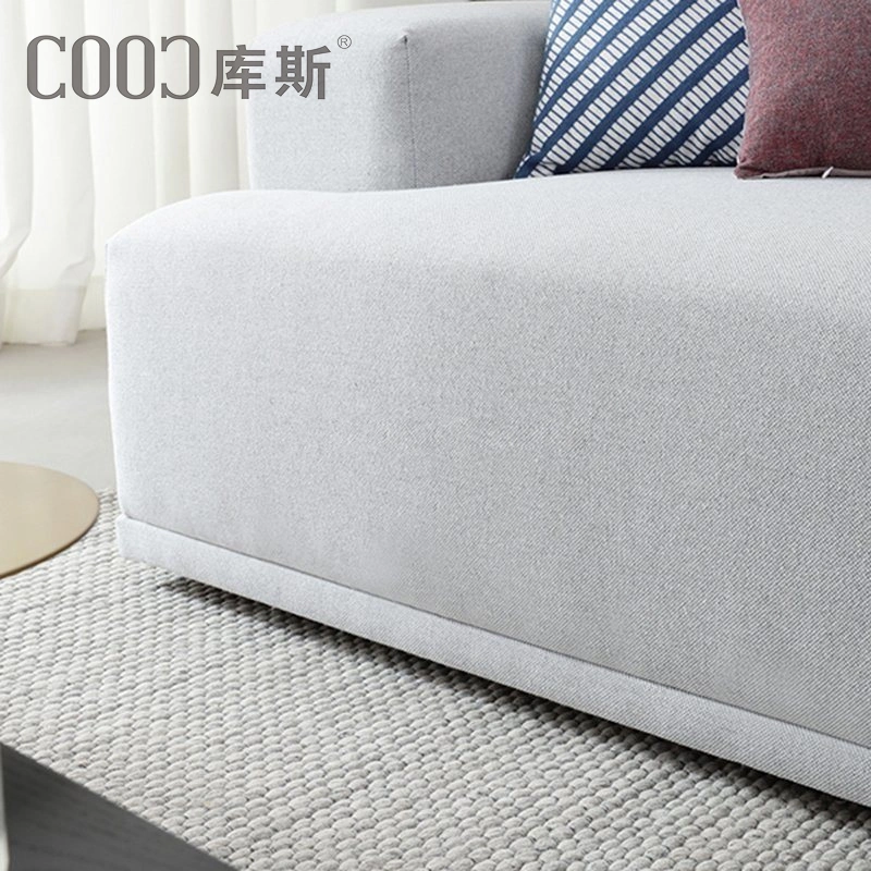 Cooc Nordic Wholesale/Supplier Chinese Modern Linen Fabric Sofa Set L Shape Sectional Sofa Apartment Hotel Wooden Couch Villa Living Room Home Furniture