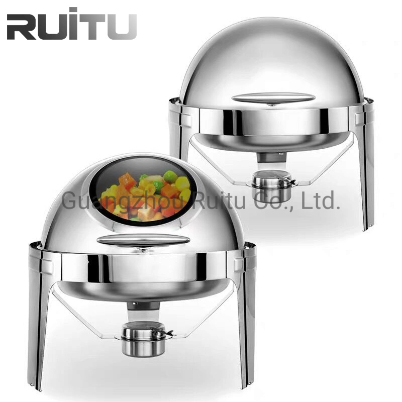 Hotel Buffet Server Food Warmer Dish Fuel or Electric Heater Stove Square Shape 6L Stainless Steel Hydraulic Chef in Dish Glass Lid Chaffing Dishes for Home Use