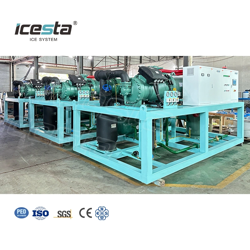 Icesta personalizada bloqueio automático de gelo de alta produtividade 120t de água descongelada Máquina de fabrico de blocos de gelo industrial para fábrica de gelo