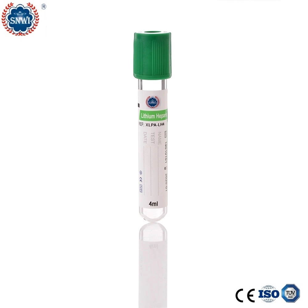 Wholesale/Supplier Medical Disposable Green Cap Heparin Lithium Additive Vacuum Blood Collection Tube