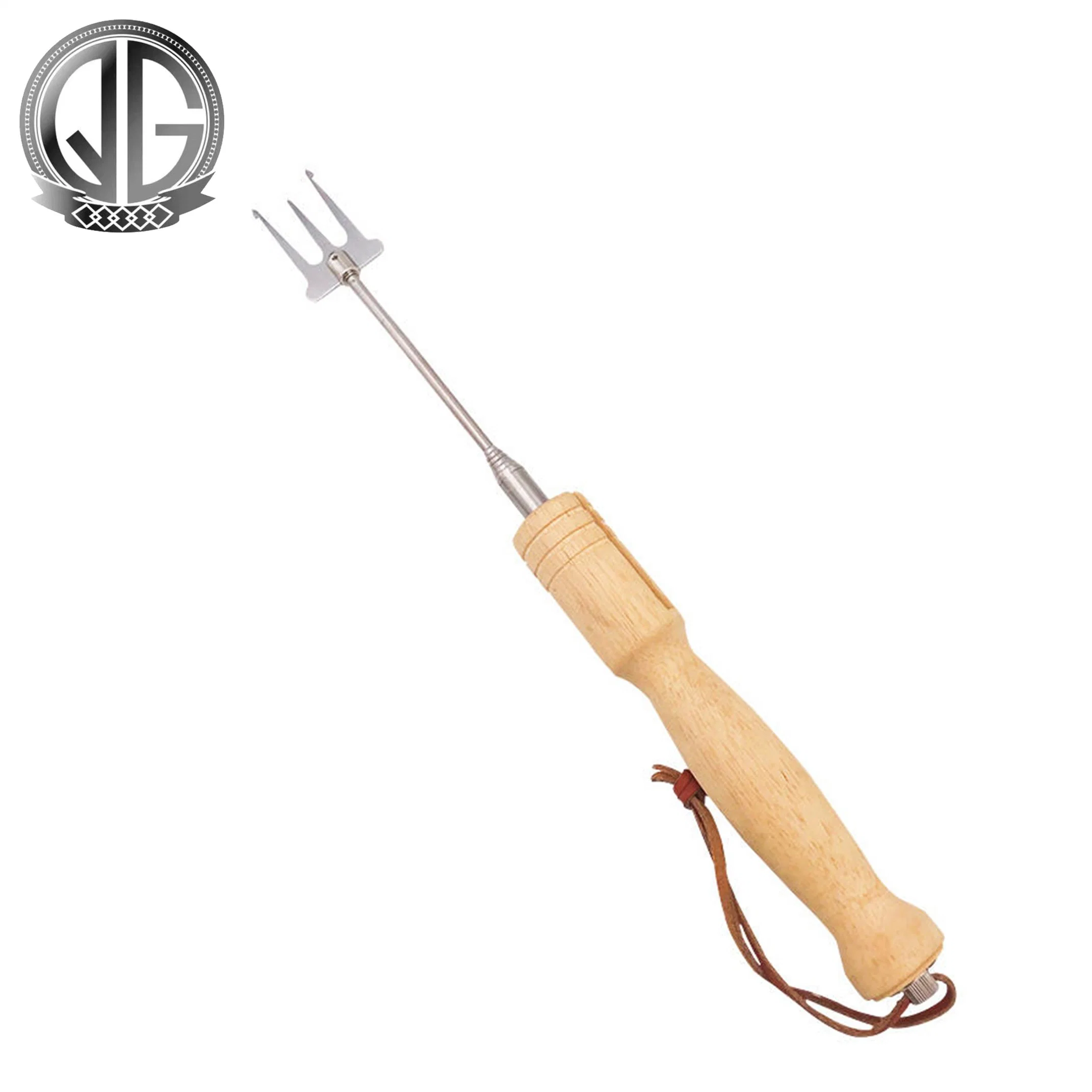 BBQ Tools Accessories Fork with Wooden Handle Telescopic Marshmallow Roasting Sticks