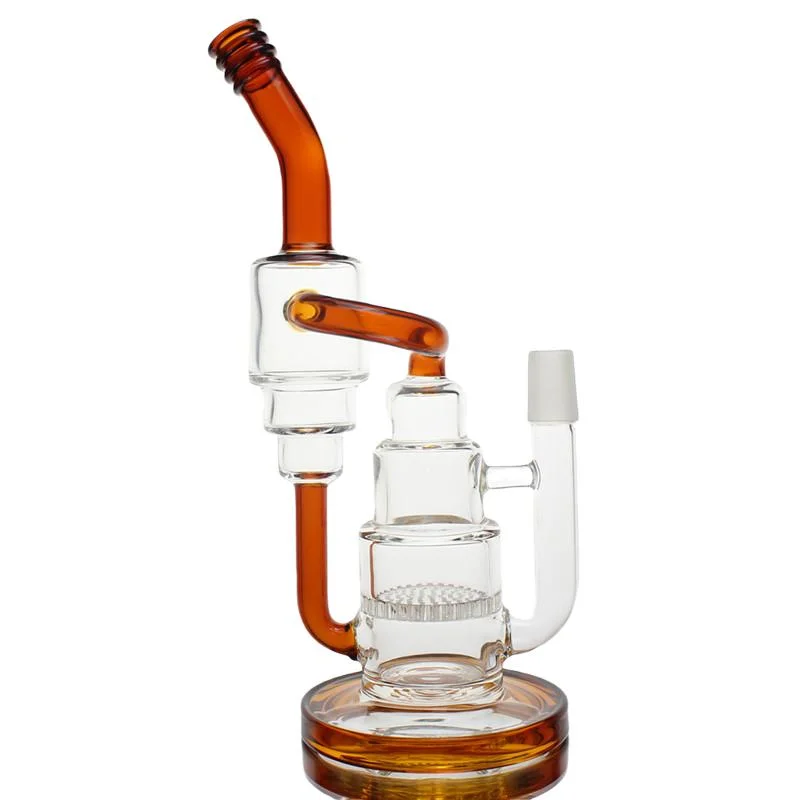 Stacked Cake Glass Water Pipe with Honeycomb Recycler Oil DAB Rigs Smoking Set