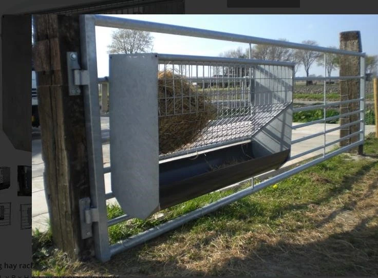 Custom Galvanized Steel Hanging Hay Rack with Trough L: 1, 20 M