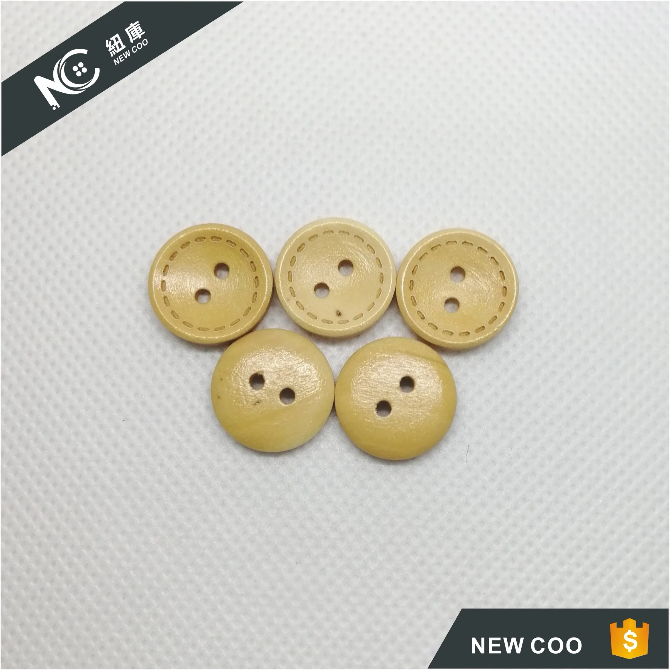 Two Holes Burlywood Natural Wood Fancy Shirt Button