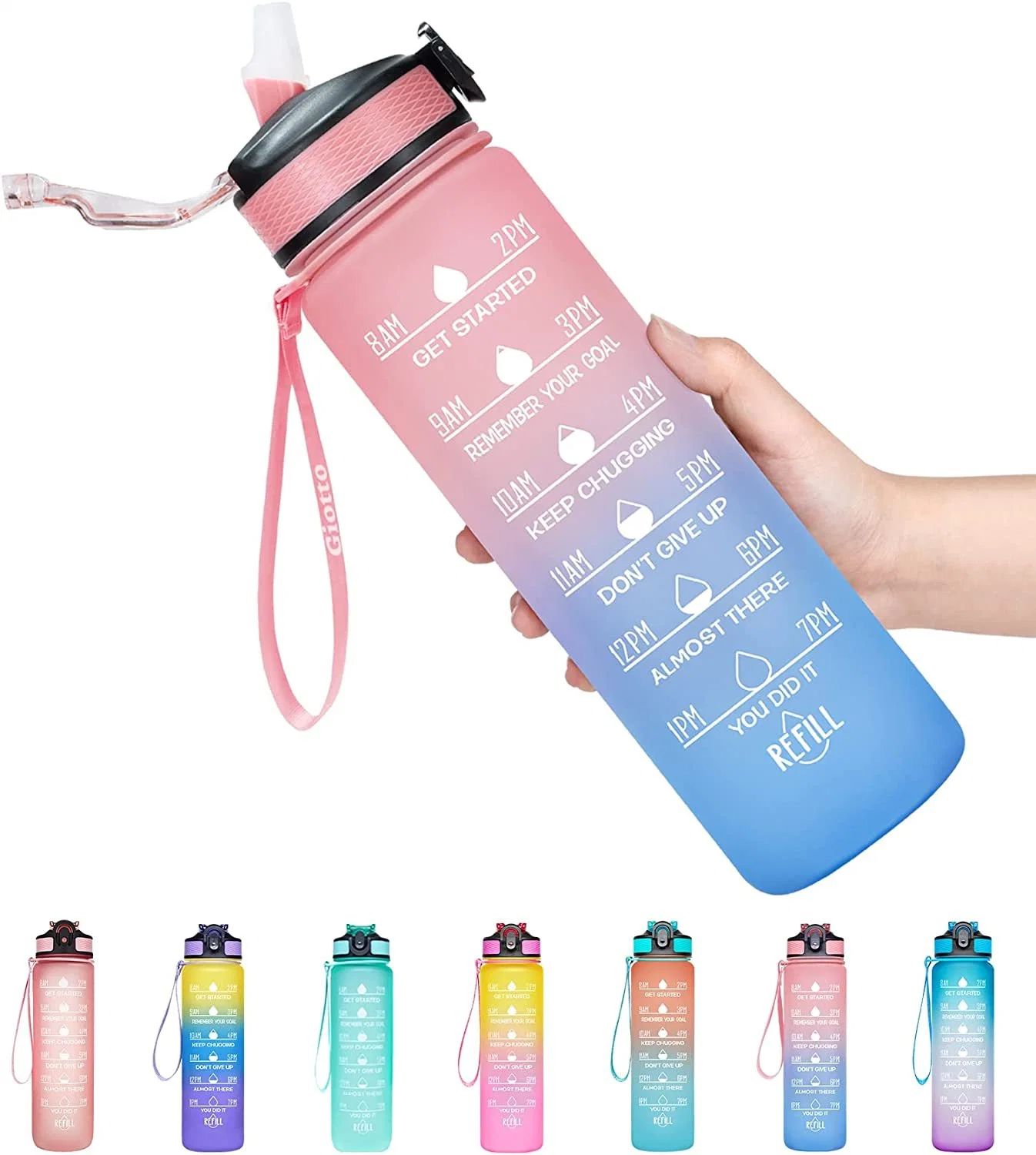 Recipiente de garrafa de água de plástico Sports para ginásio portátil de 1000 ml para utilização no exterior Personalizado