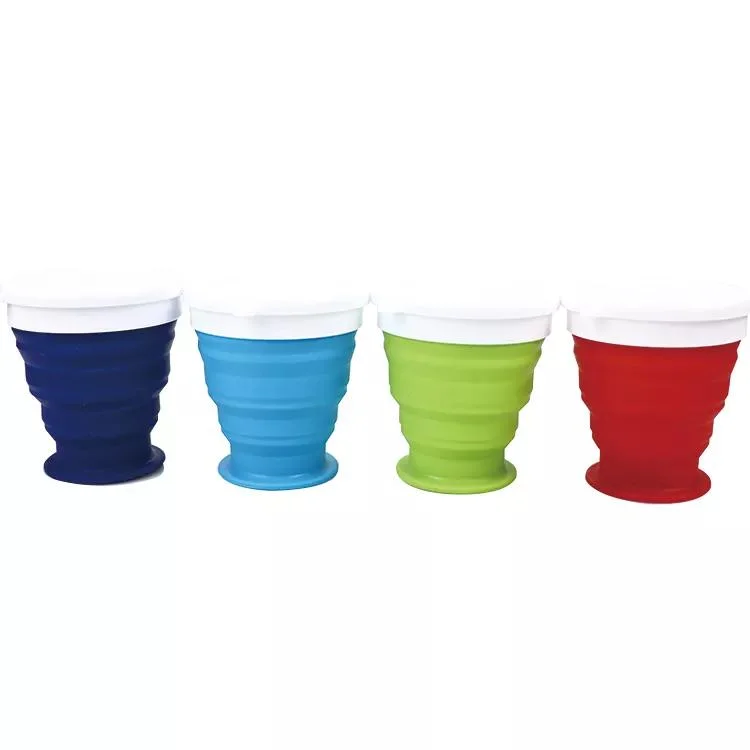 Food Grade Portable Travel Silicone Collapsible Cup with Lid