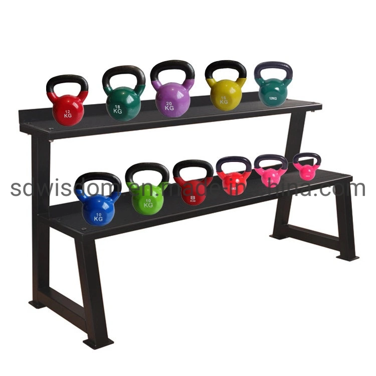 Two Tiers Home Fitness Machine Commercial Gym Equipment Kettle Bell Storage Rack Power Rack