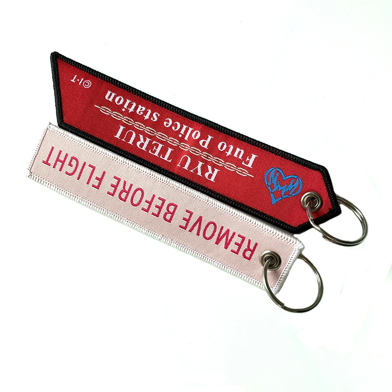 Muestra gratuita de tela barata Key-Ring Correa llavero bordado Key-Tag con Logotipo personalizado