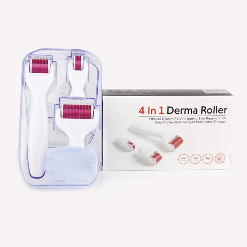 Eliminación de arrugas faciales Derma Roller 4 en 1 con agujas de titanio