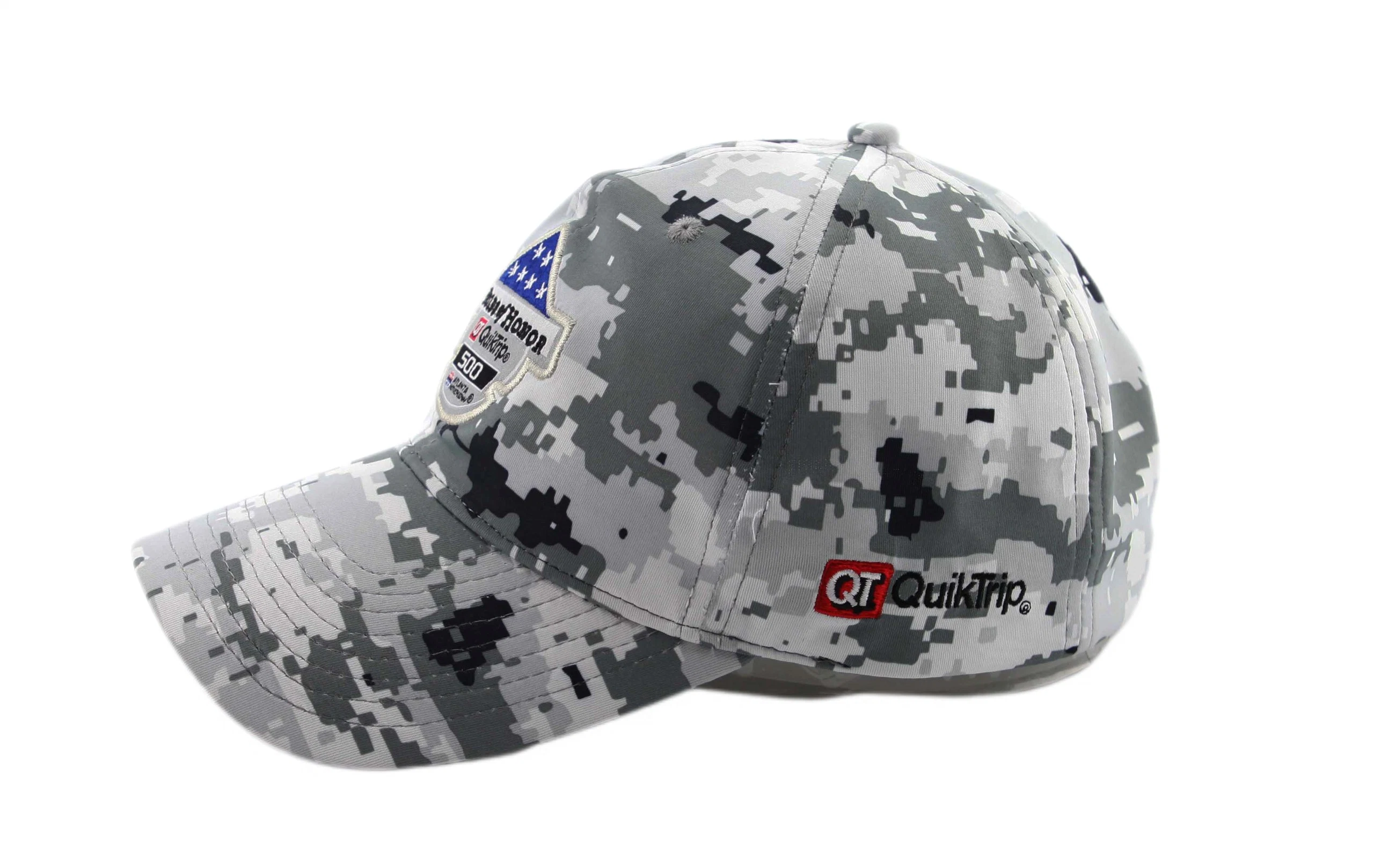 Gorra de béisbol con aplique bordado estilo militar de camuflaje 6 Panel de la moda de poliéster Deportes Hat Cap camionero