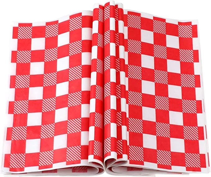 150 Pieces Wax Paper Sheets Valentines Day Basket Liner Paper Deli Sandwich Wrapping Checkered Grease Resistant Food Tissue Sheets for Candy Cookies Picnic Baki