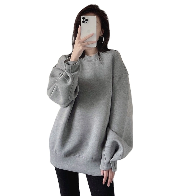 80% Cotton 20% Polyester Oversized Women Blank Sweater Sweatshirt 450 GSM Casual Crewneck
