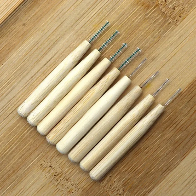 Custom Logo Eco-Friendly Bamboo Interdental Brushes Denta Floss Interdental Cleaners Teeth Brush Toothpick Oral Care Tool