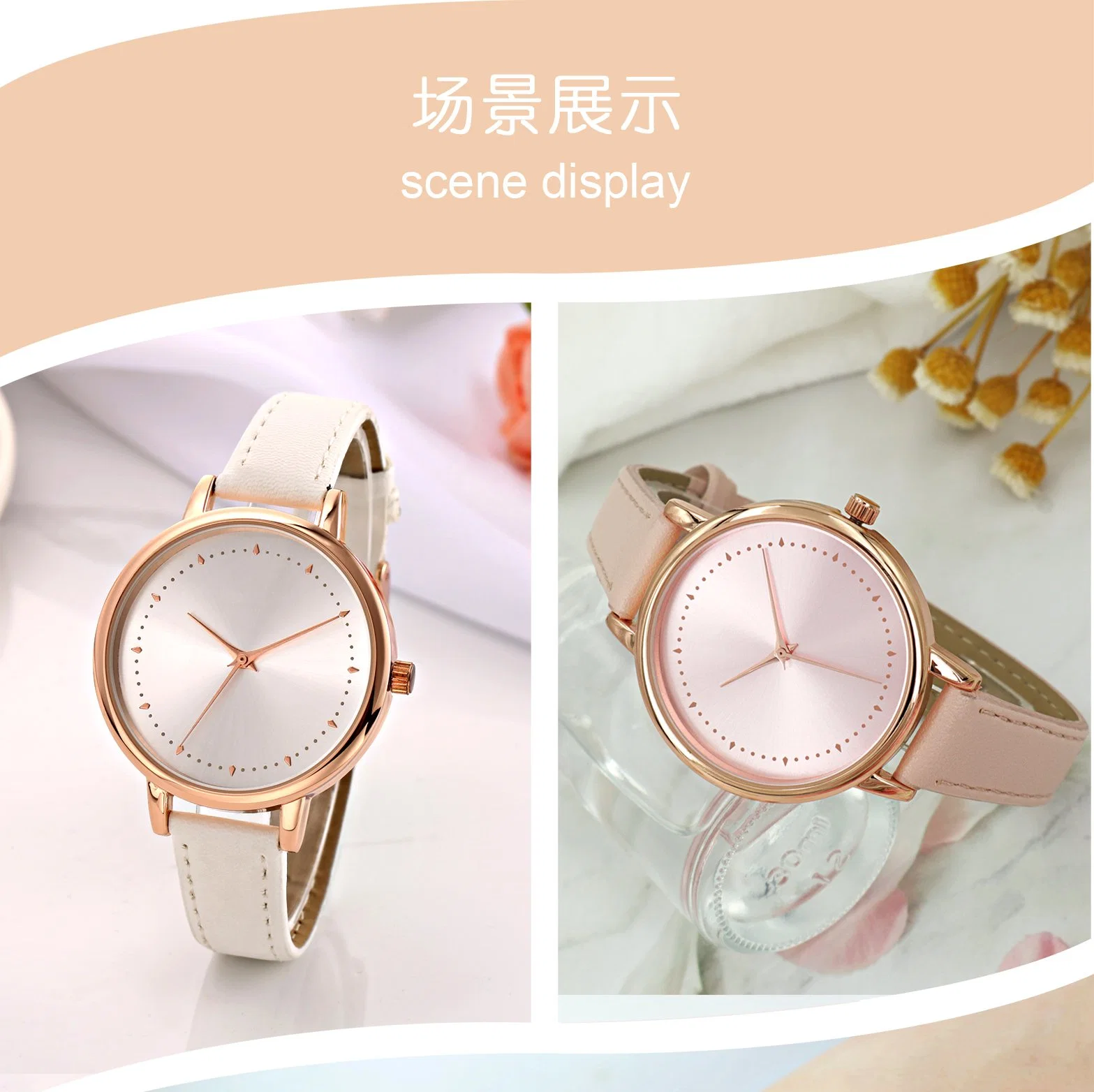 Fashion Lady Diamond Watch, Alloy Rose Gold White Belt Young Girls Watches