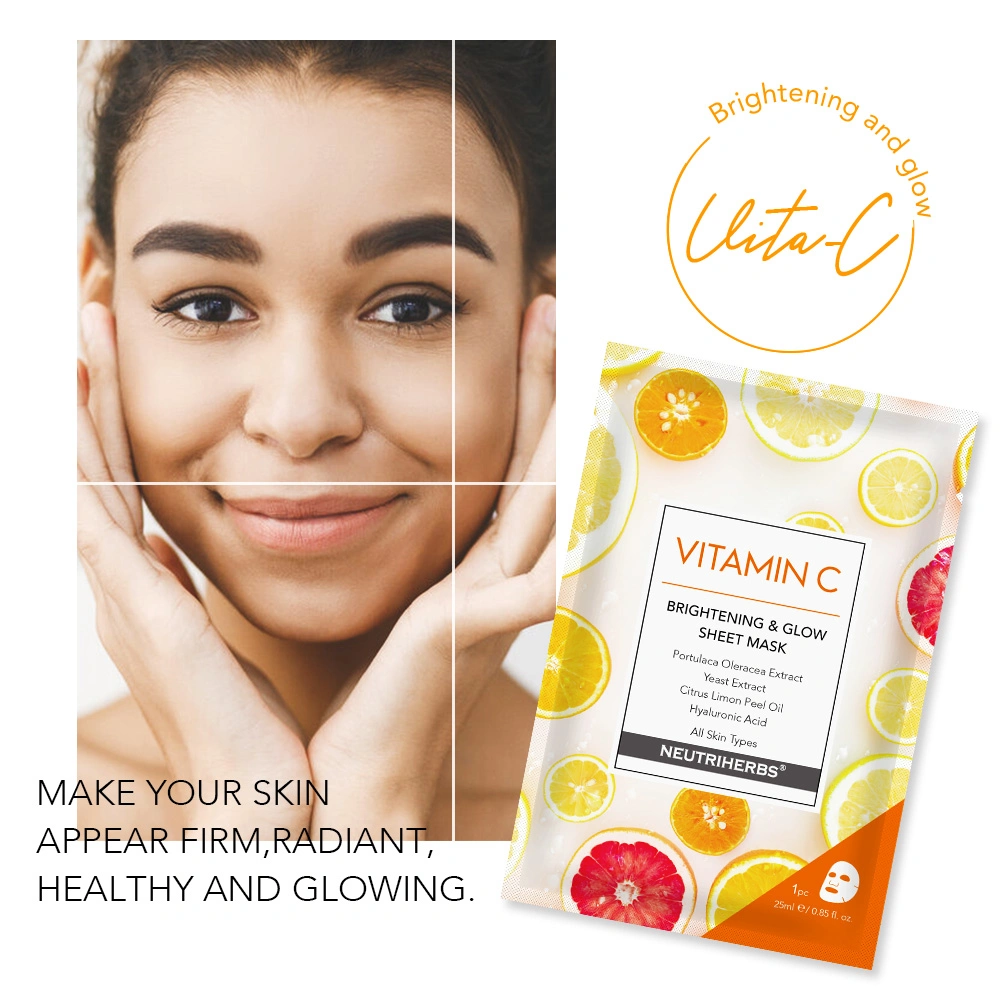 Vente en gros OEM vitamine C pour peau inégale antioxydant visage brillant Feuille de masque en soie