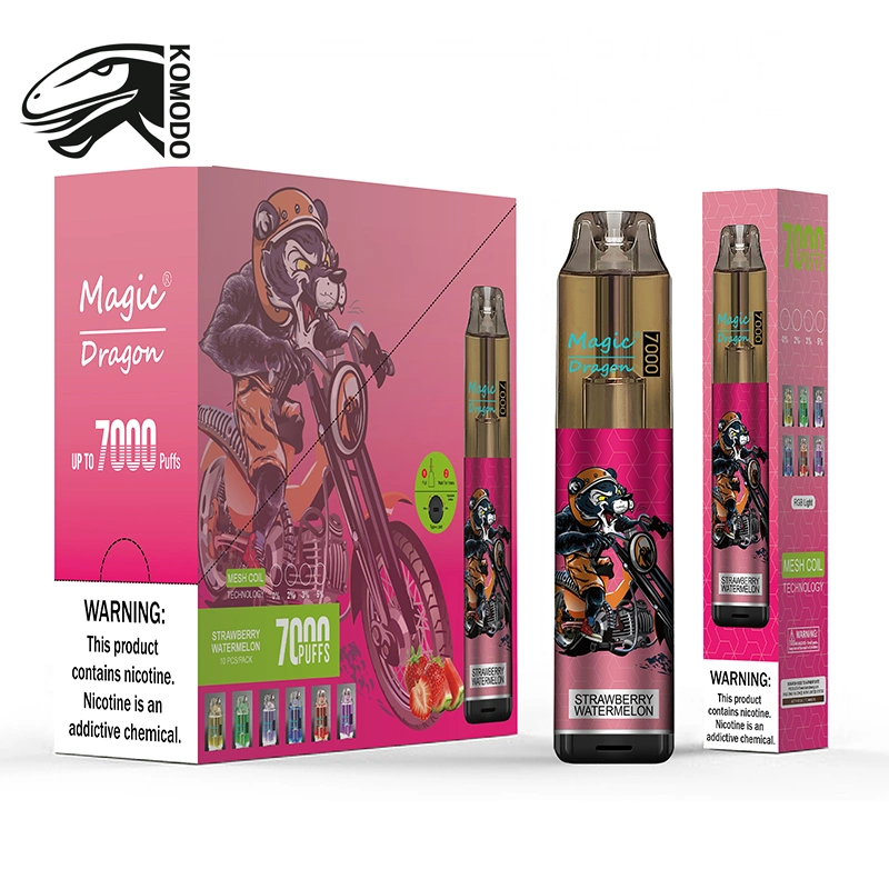 Magic Dragon Disposable Vالقِرَدة 7000 النيكوتين 6 ألوان RGB شركة ترخيص التبغ الخفيف