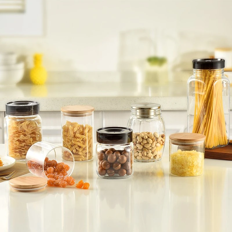Kitchen Food Cereal Glass Bottle Storage Jars with Lid