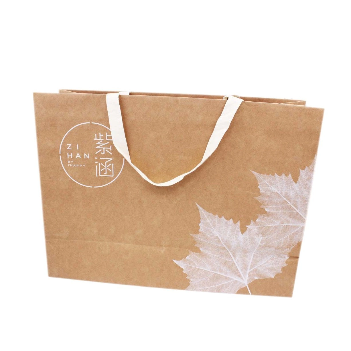 Customized Kraft Paper Shopping Bag with Woven Belt Thickened Paper Bag