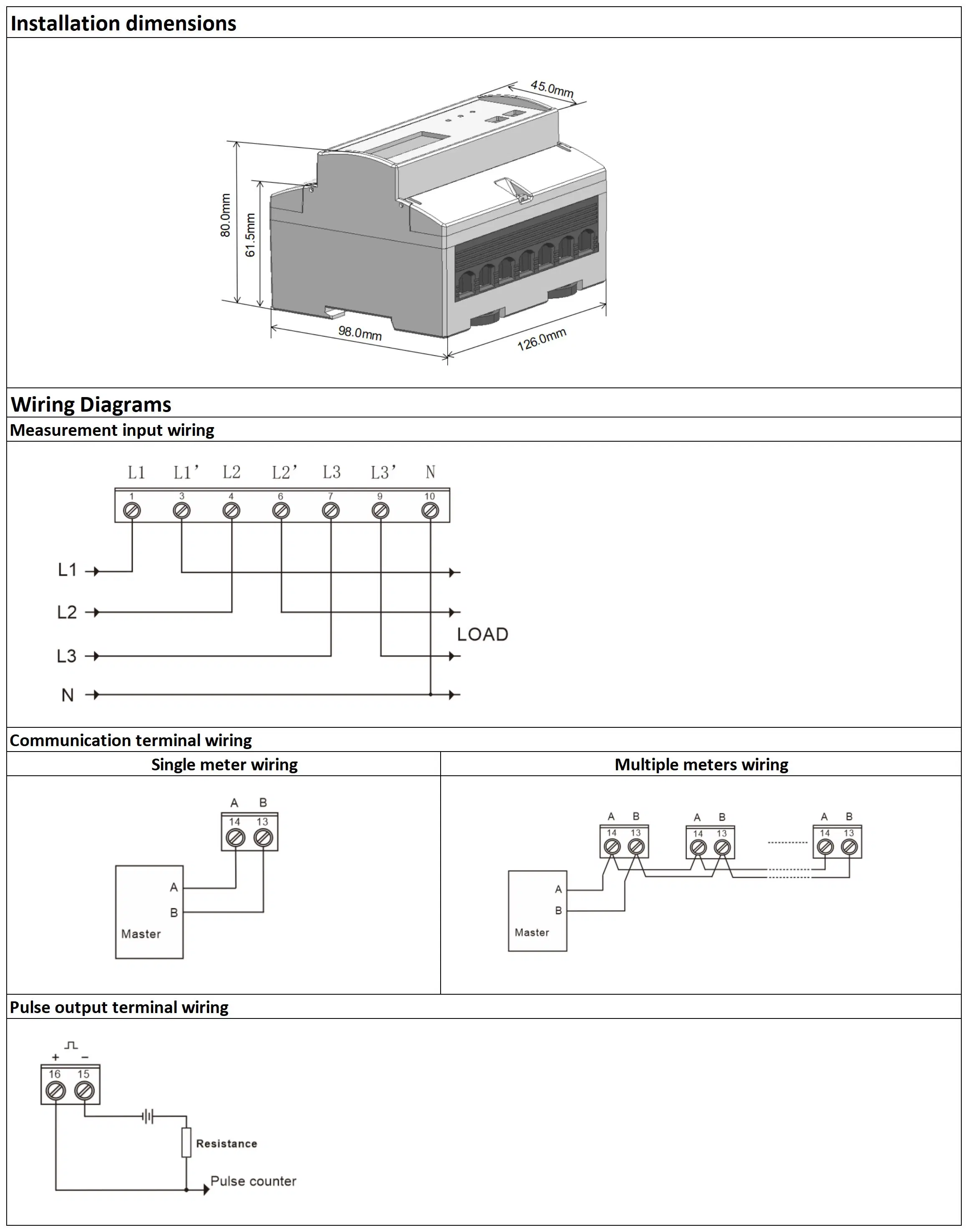 Dac7300c Carril DIN de tres fases, Modbus Relé Contador de energía eléctrica