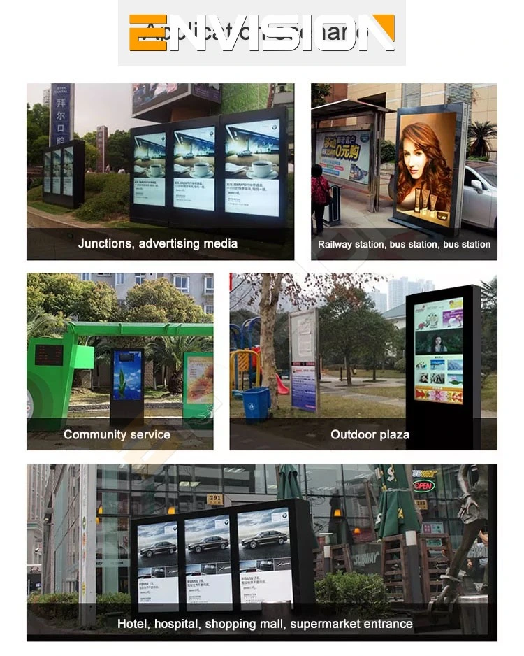 شاشة اللمس بتقنية Vision 75in Solar Powered IP65 Digital شاشة عرض معلومات الإعلان عن اللافتات الإعلانية، Kiosk، سطوع عالٍ، 3000nit