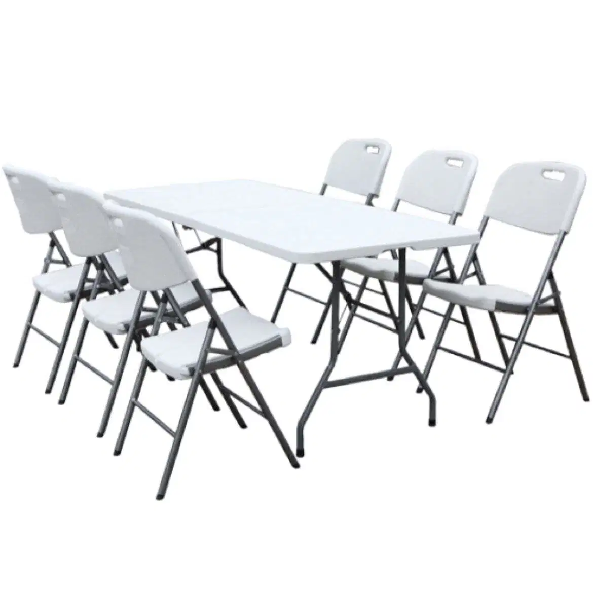 6 FT Table de jardin extérieure rectangulaire portable en plastique Tables et chaises de jardin extérieures.