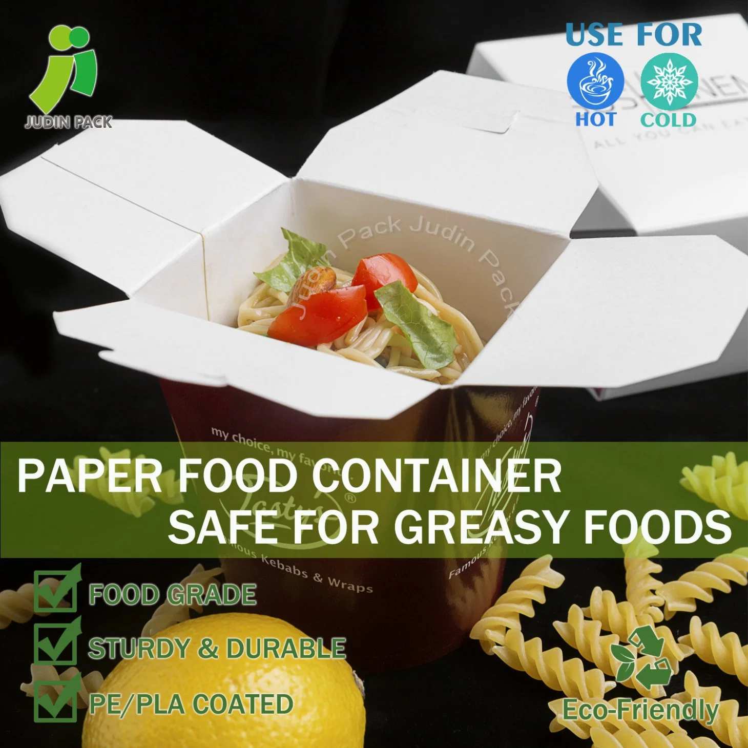 Customized Disposal and Recycle Brown Kraft Paper Noodle Boxsuitable for Restaurant Takeout, Packing, Holiday Parties, School Meals, Cake Room