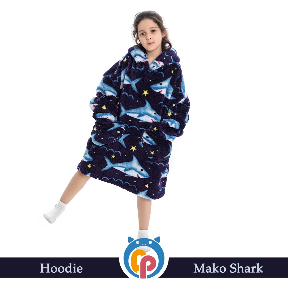 OEM Cosplay Halloween Geschenke Dunkelblau kühl Winter Mako Shark Musterung übergroße Kapuzenschläfermode für Jugendliche