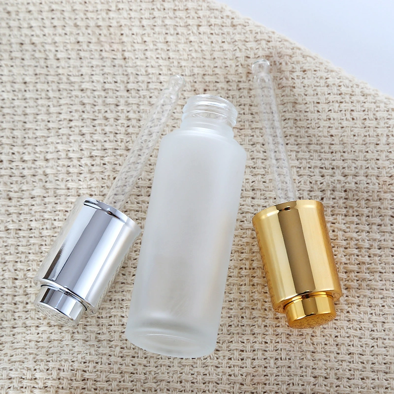 30ml 80ml 120ml Round Cylinder Frosted Liquid Foundation Lotion Cream Glass Bottle with Sprayer Pump