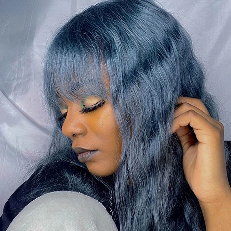 Curly Hair Extensions in Blue Gray