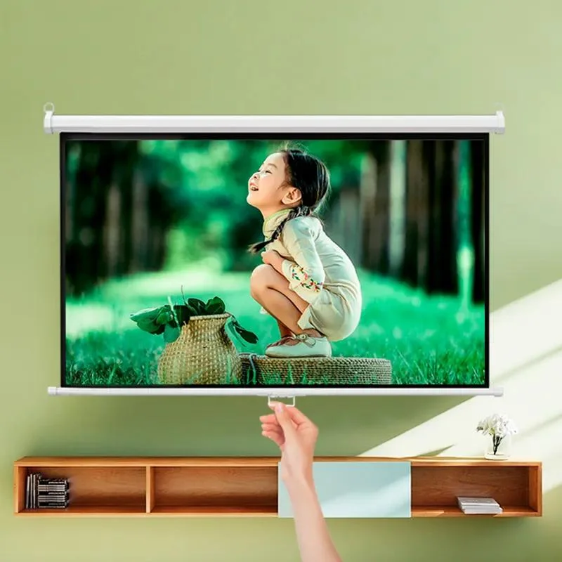 HD Home Cinema Portable Manual Projector Screen Matte White OEM&ODM