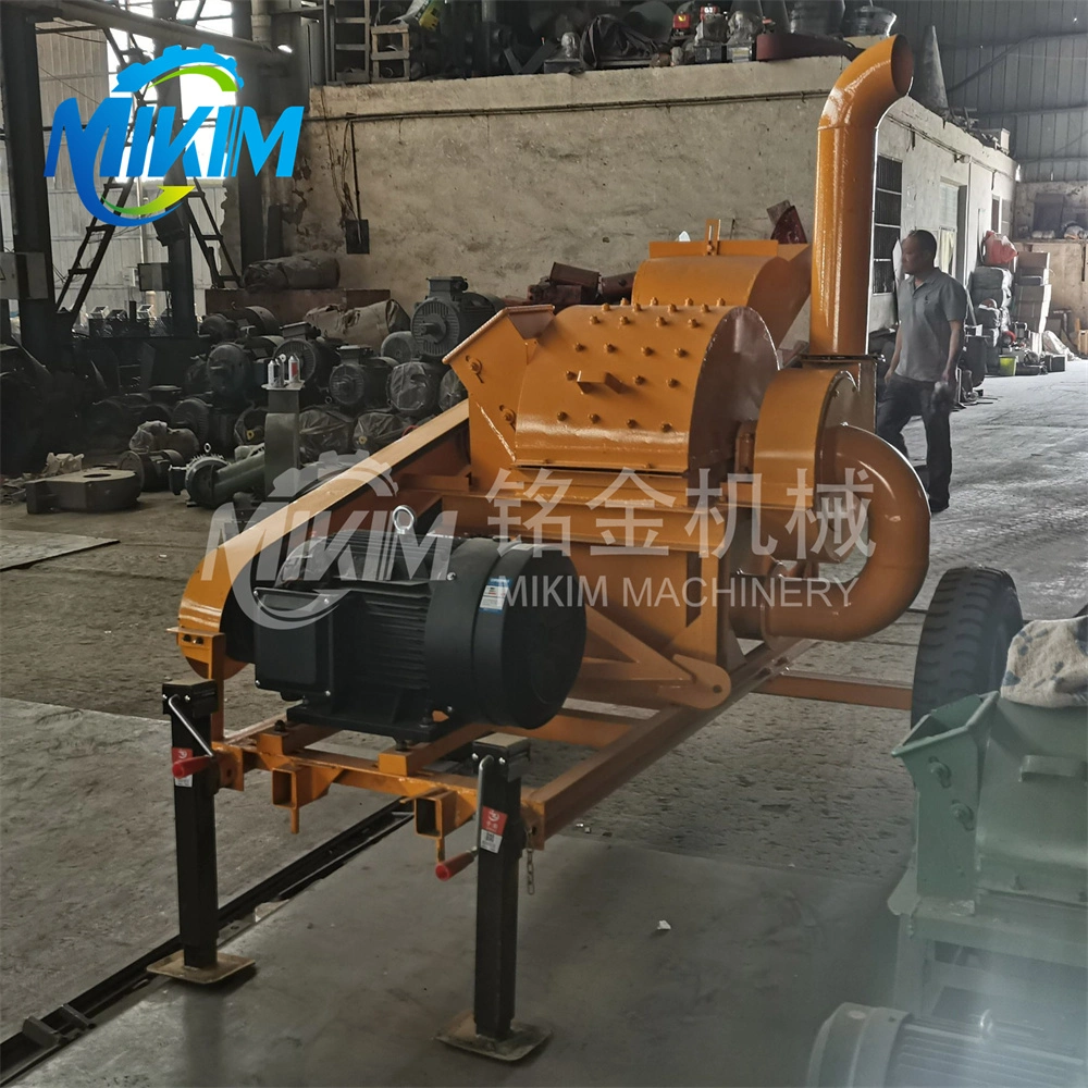 Wood Chipper Shredder Grinder Machine Tree Branch Hammer Mill Mobile Wood Crusher 15HP Diesel Engine Wood Sawdust Machine